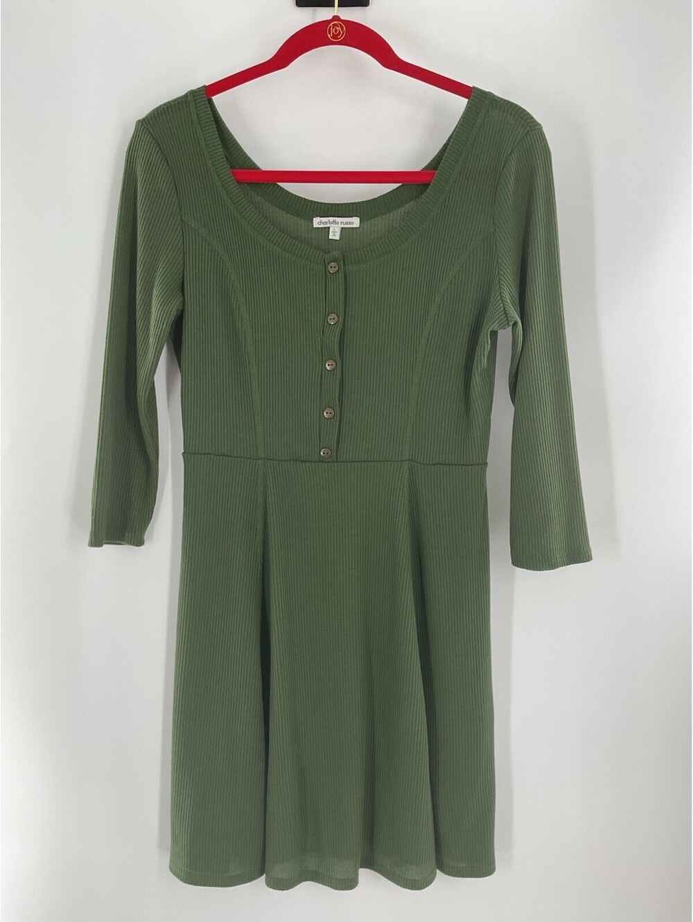 Charlotte Russe Women’s Size Large Green Three-Quarter Sleeve Dress 123